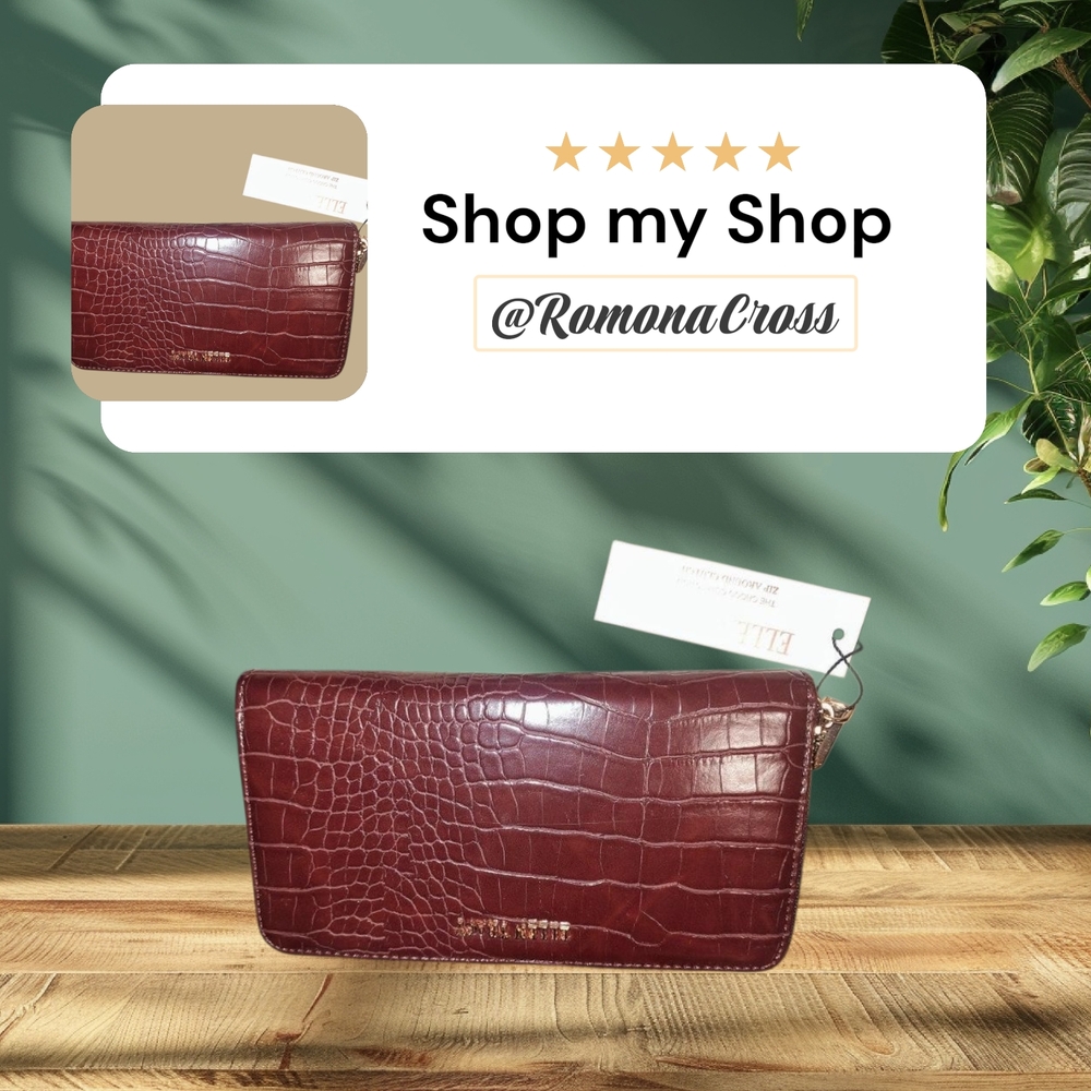 Ellen Tracy Maroon Croc-Embossed Wallet - Picture 2 of 2